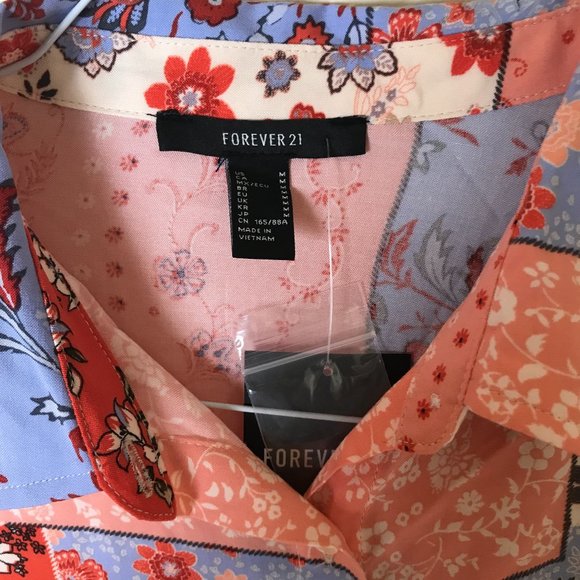 NWT Forever 21 Floral Patternblock Shirt Medium - Picture 4 of 8